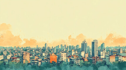 Fototapeta premium San Salvador, El Salvador, color pen pencil hand-drawn effect drawing illustration for travel poster, card, wallpaper, backdrop or banner. Modern, clear, artistic and simple