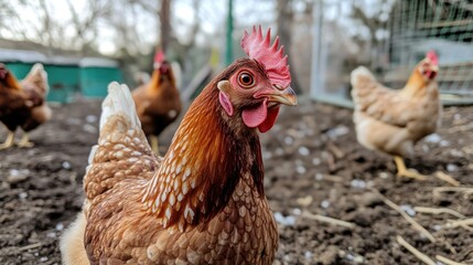 Curious Chicken in the Backyard