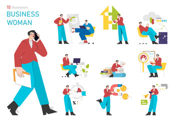 business woman. Flat Vector Illustration