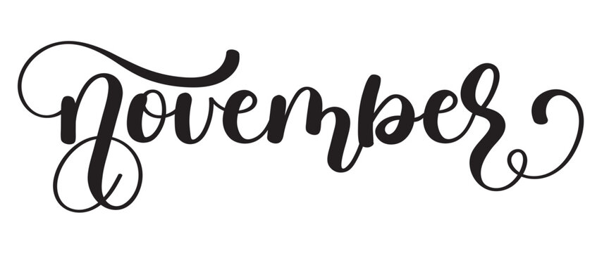 Hello November. NOVEMBER month vector decoration. Illustration month November. Hello Autumn
