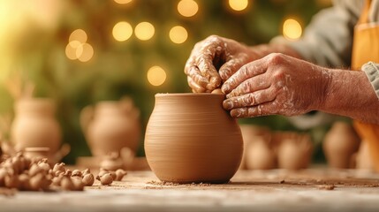 Craftsman Shaping Clay Pot with Hands