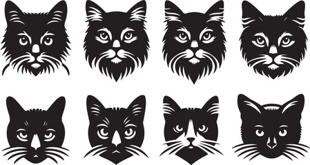 cat head vector set