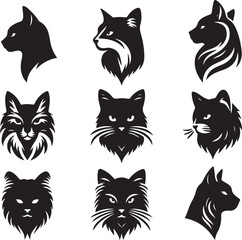 cat head vector set