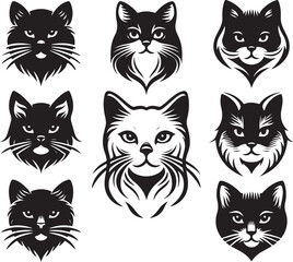 cat head vector set