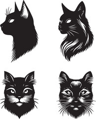 cat head vector set