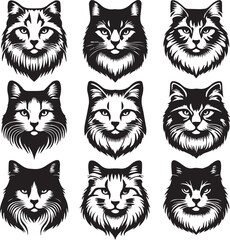 cat head vector set