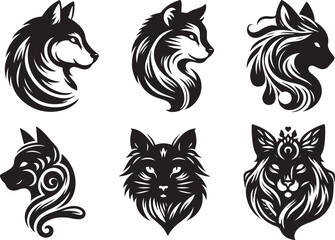 cat head vector set