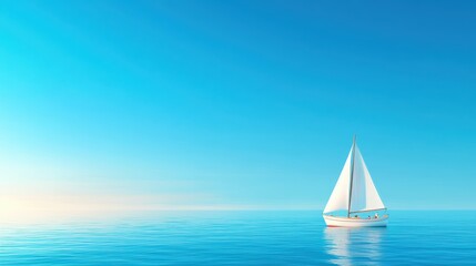 Fototapeta premium Tranquil Sailing on Serene Blue Waters