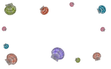 shells that form a colorful frame without a background