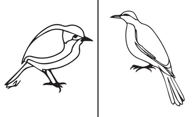 Bird Vector Line Drawing, Outline of Bird Vector Art Designs Image