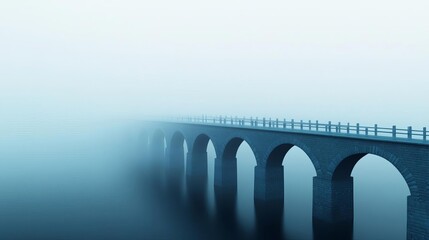Bridge lost in mist, lonely ambiance, 3D illustration