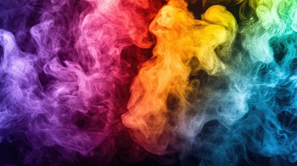 Obraz premium Abstract colorful smoke on black background.
