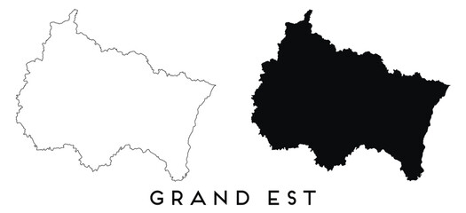 Grand Est map outline and black silhouette vector