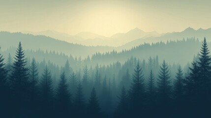 Obraz premium forest in the fog