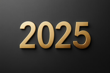 Golden 2025 numbers on a dark background with a minimalist style, suitable for luxury brands, jewelry stores, premium marketing agencies, high-end event organizers, and businesses for New Year