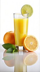 Refreshing orange juice with mint and citrus