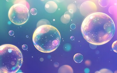 Background illustration with floating soap bubbles, generative ai