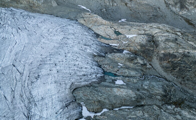 Aerial View of Rugged Glacier and Rocky Terrain in BC, Canada Capturing Natural Beauty