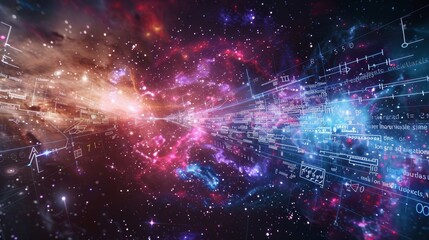 Obraz premium Luminous equations of entanglement entropy amidst the expanding universe s cosmic tapestry