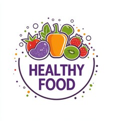 Naklejka premium flat logo of healthy food featuring the text 