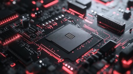 Fototapeta premium Background processor Chip technology components circuit computer central CPU Integrated background banner wallpaper AI generated image