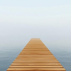 Obraz premium Wooden dock extending into foggy water, loneliness, 3D illustration