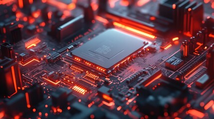 Fototapeta premium Background processor Chip technology components circuit computer central CPU Integrated background banner wallpaper AI generated image
