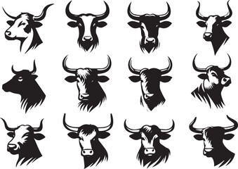 cow head silhouette vector illustration