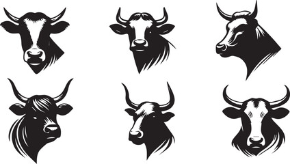 cow head silhouette vector illustration