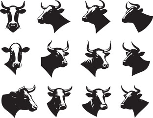 cow head silhouette vector illustration