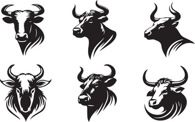 cow head silhouette vector illustration