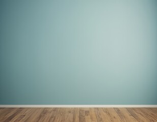 Clean blue wall and wooden floor interior