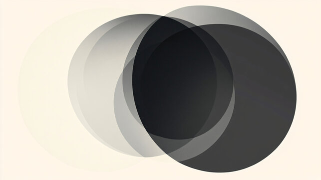  A minimalist design of overlapping circles in grayscale. 