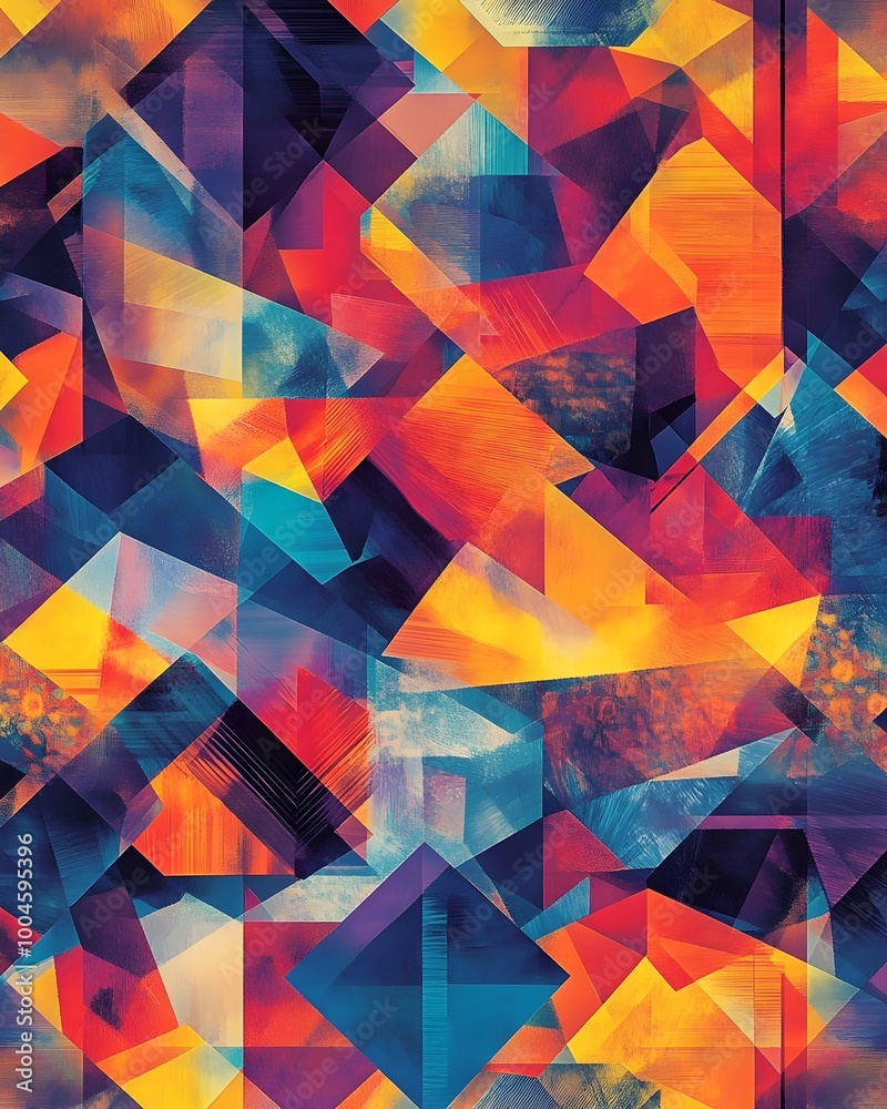 Poster captivating abstract backdrop featuring a dynamic composition of overlapping colorful geometric patt