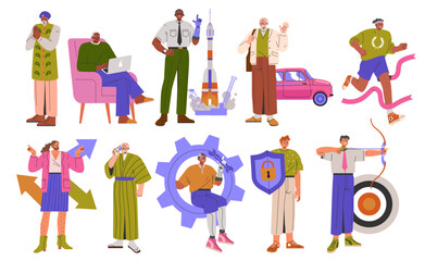 Fototapeta premium Diversity Businessman Set. Flat Vector Illustration