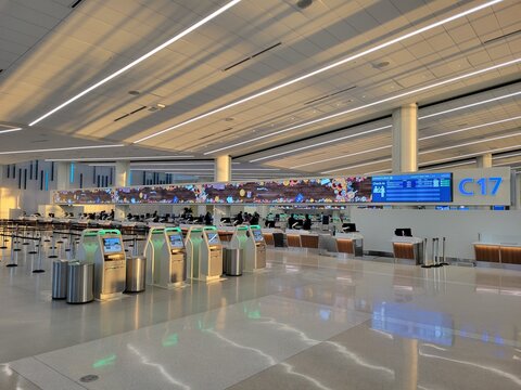 Interior of Terminal C (Check-in Area) at Orlando International Airport - Orlando, Florida, USA