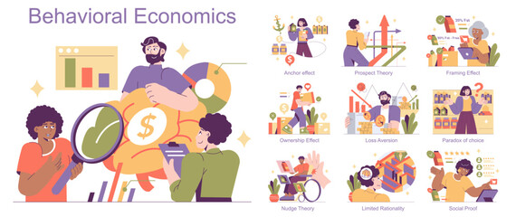 Behavioral Economics. Flat Vector Illustration