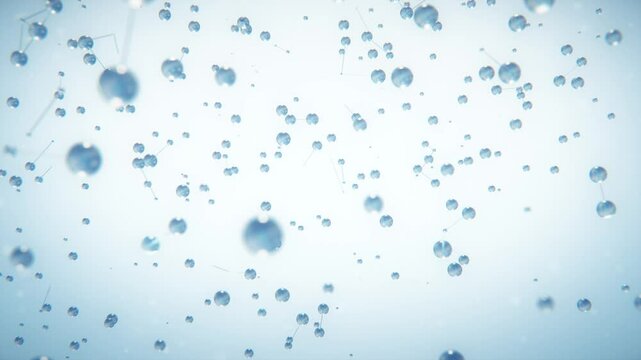 Abstract growing  blue network background with interconnected spheres and lines, symbolizing global connectivity and technology. White background. Camera zooming out.
