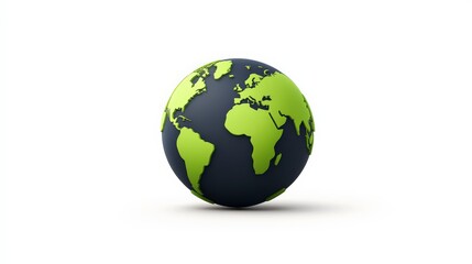 Fototapeta premium Eco-Friendly Globe: A stylized 3D render of planet Earth, showcasing continents in vibrant green and dark blue hues, symbolizing environmental consciousness and global sustainability. 