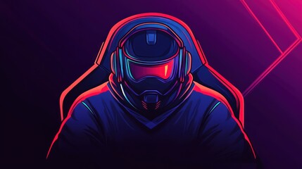 Illustration gaming mascot mysterious hacker man logo design E-Sport background wallpaper AI generated image