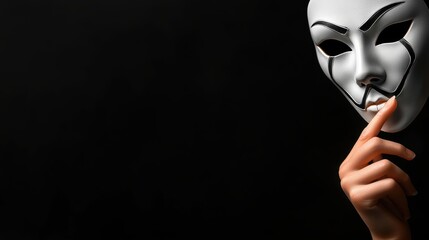 Mysterious Masked Figure on Black Background