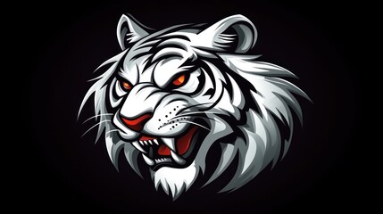 Illustration gaming mascot white tiger head logo design E-Sport background wallpaper AI generated image