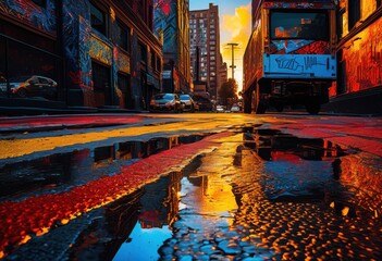 vibrant urban road colorful display intricate patterns bright hues captured city landscapes, asphalt, pavement, street, design, texture, graphic, surface