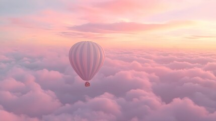 balon na gorące powietrze, pastelowe kolory, chmury, wschód słońca, lekkość, marzenia, surrealistyczne, bajkowe, pastel, podróż, przygoda, niebo, balon w chmurach, pastelowe niebo, balon w powietrzu, 