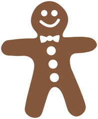 Gingerbread Man Cookie Illustration in PNG – Festive Holiday Design for Christmas Decorations and Cards