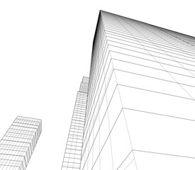 Fototapeta premium Modern architecture, city buildings 3d illustration