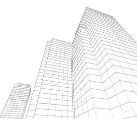 Fototapeta premium Modern architecture, city buildings 3d illustration