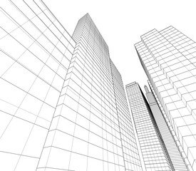 Fototapeta premium Modern architecture, city buildings 3d illustration