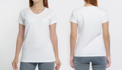 Mockup minimal only of white oversize t-shirt with front and back views on white background, withe background