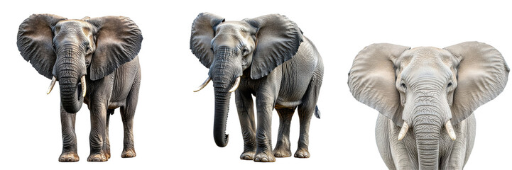 Obraz premium An African Elephant with Large Ears and Tusks Isolated on White and Transparent Background